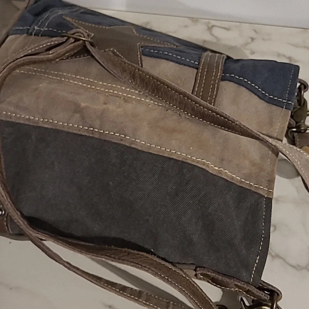 Myra Bag The Pocket Star Canvas Leather Crossbody Bag Boho Hippie Errands